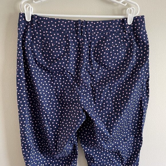 Talbots Women 12 Blue Pink Polka Dot Cotton Preppy Curvy The Perfect Crop Pants - Picture 7 of 9